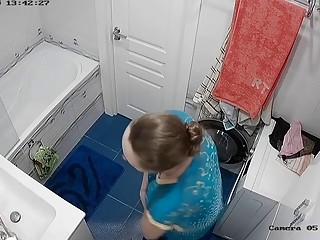 25-02. Hot mom masturbates bathroom & dressing in bedroom