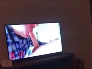 'Pissed and wanking and watching Skaden suck cock'