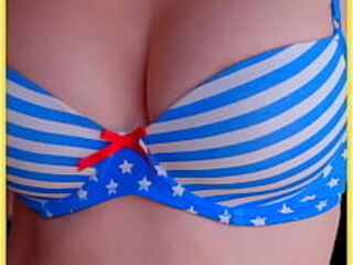 WIFE stuns in amazing sailor print bra