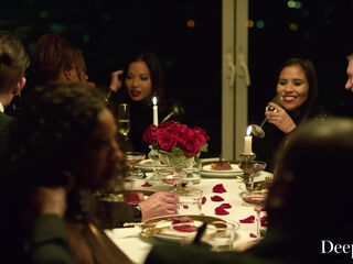 Dinner Party Turns Into a Massive Interracial Orgy with Hot Pornstars