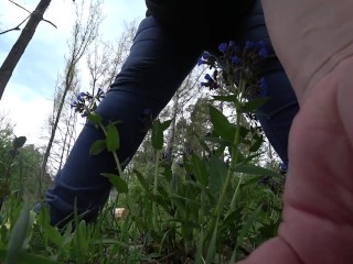 'Mature BBW outdoor pissing and hairy pussy POV.'