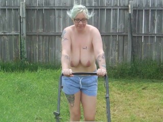 'Hot yard work and she gets fucked in the shade! ( sun melted camera!?) '