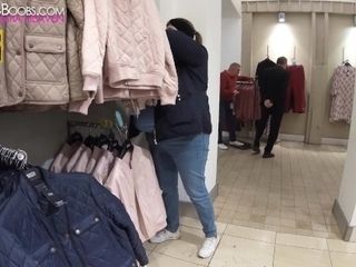 'Amateur BBW with huge tits shopping'