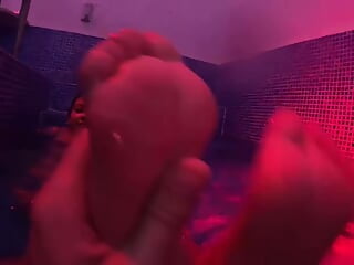 Fucking in public spa footjob and creampie for naughty busty