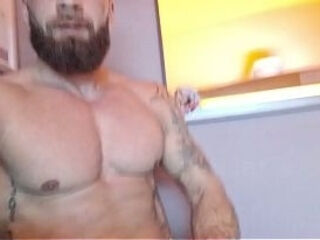 CrazyNaturalDad - SOLO For Other Wives and Others interested hehe jerking off in the solarium, muscular body and big dick