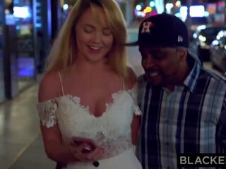 Broken blonde hottie lets masculine black hunk treat her like a sex doll