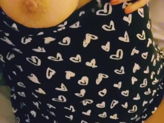 'Playing with my BIG natural tits makes me so horny & wet. I can't resist moaning & fingering myself'
