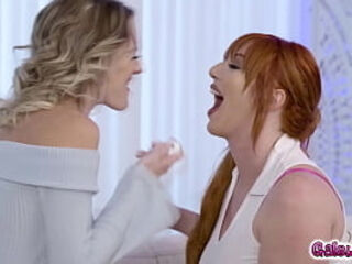 Remote Chance Of Chaos with best friends Lauren Phillips and Kenna James until they finish what they started by having lesbian sex