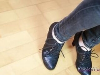 Elegant Lace-up Heels & Sheer Nylon Tease