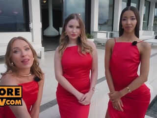 Fourway With Three Sexy Finalists Amalia, Angelika And Lia
